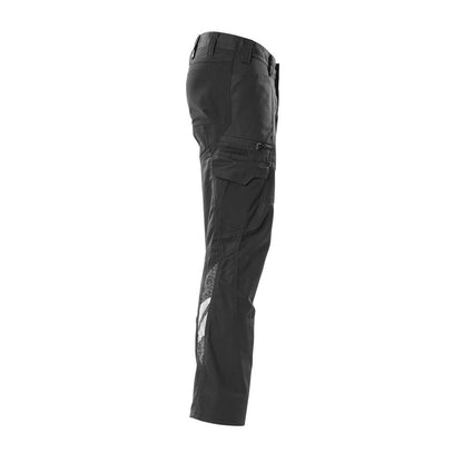 Pantalon, poches cuisses, pantalon empiècements stretch, noir