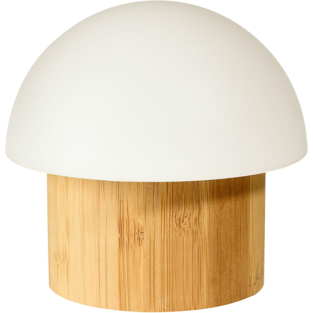 Le bougeoir LED en bambou (105x110 mm) de Duni GmbH, au design élégant, a été photographié sur un fond blanc - un choix élégant pour un éclairage durable. Emballage : 1 pièce.