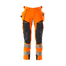 Pantalon avec poches suspendues, pantalon ULTIMATE STRETCH, haute visibilité orange/noir-bleu