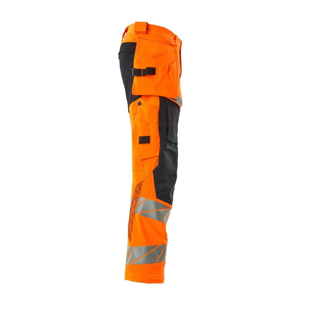 Hose mit Hängetaschen, ULTIMATE STRETCH Hose, hi-vis orange/schwarzblau