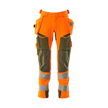 Pantalon avec poches suspendues, pantalon ULTIMATE STRETCH, orange/vert mousse haute visibilité