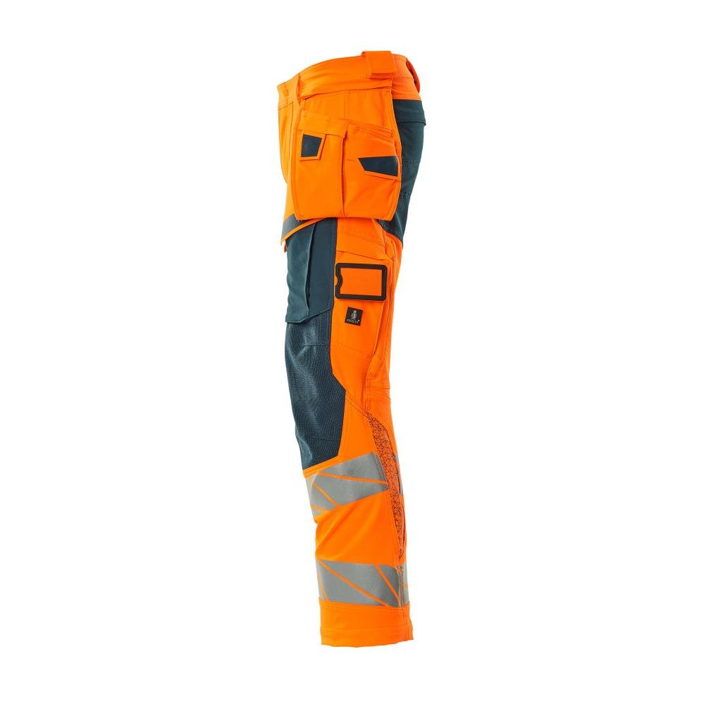 Hose mit Hängetaschen, ULTIMATE STRETCH Hose, hi-vis orange/dunkelpetroleum