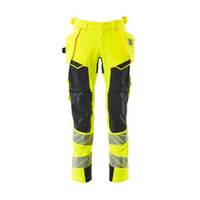 Pantalon avec poches suspendues, pantalon ULTIMATE STRETCH, jaune haute visibilité/noir-bleu