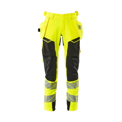 Pantalon avec poches suspendues, pantalon ULTIMATE STRETCH, jaune/noir haute visibilité