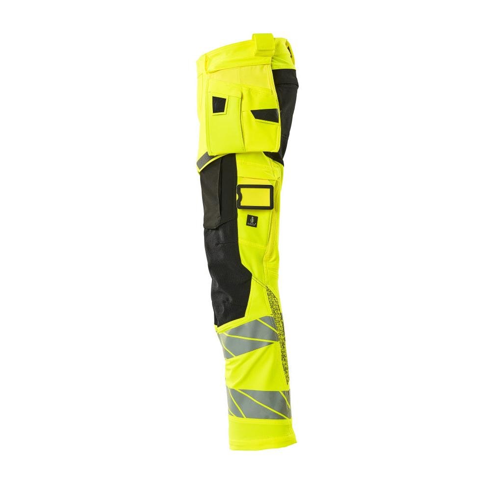 Pantalon avec poches suspendues, pantalon ULTIMATE STRETCH, jaune/noir haute visibilité