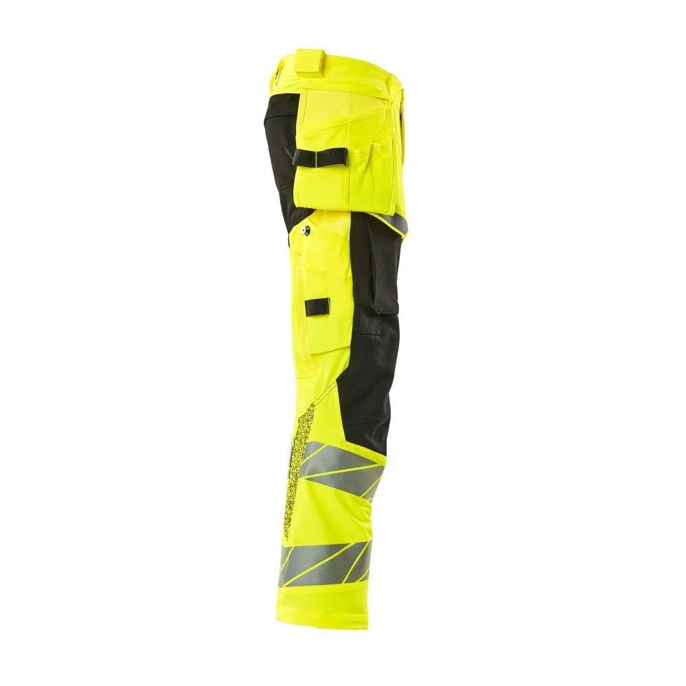 Pantalon avec poches suspendues, pantalon ULTIMATE STRETCH, jaune/noir haute visibilité