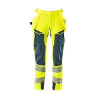Hose mit Hängetaschen, ULTIMATE STRETCH Hose, hi-vis gelb/dunkelpetroleum