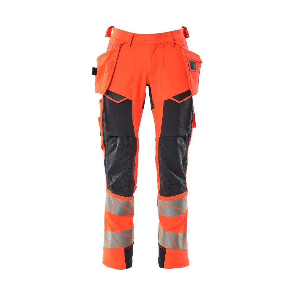 Hose mit Hängetaschen, ULTIMATE STRETCH Hose, Hi-vis rot/schwarzblau