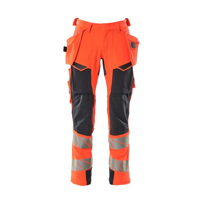 Hose mit Hängetaschen, ULTIMATE STRETCH Hose, Hi-vis rot/schwarzblau