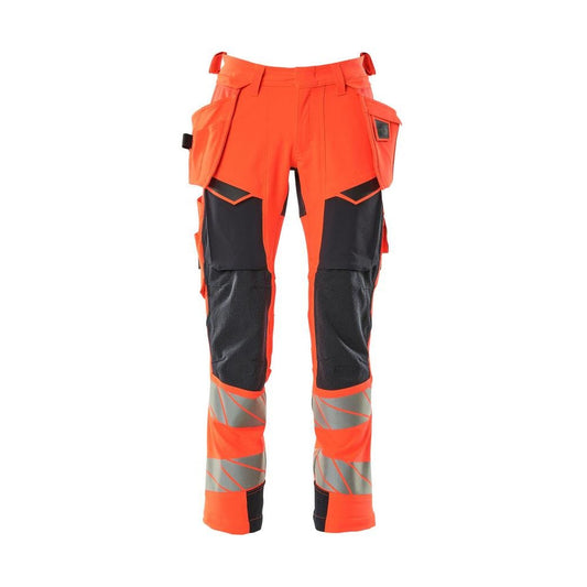 Pantalon avec poches suspendues, pantalon ULTIMATE STRETCH, Hi-vis rouge/noir-bleu