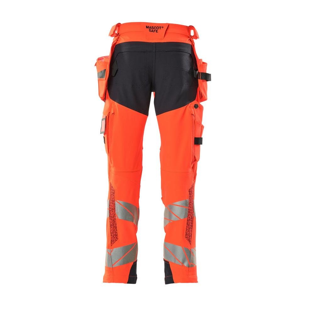 Hose mit Hängetaschen, ULTIMATE STRETCH Hose, Hi-vis rot/schwarzblau