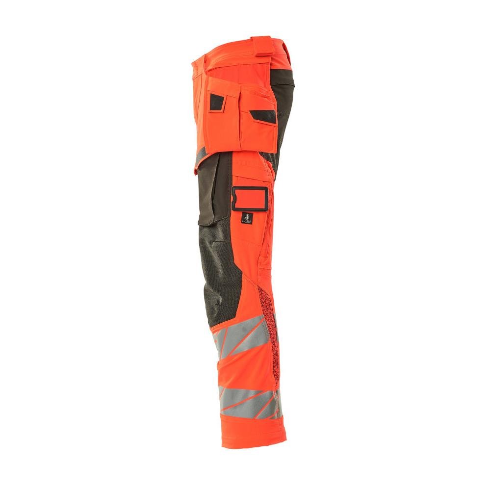 Pantalon avec poches suspendues, pantalon ULTIMATE STRETCH, rouge haute visibilité/anthracite foncé