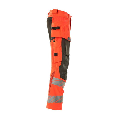 Pantalon avec poches suspendues, pantalon ULTIMATE STRETCH, rouge haute visibilité/anthracite foncé
