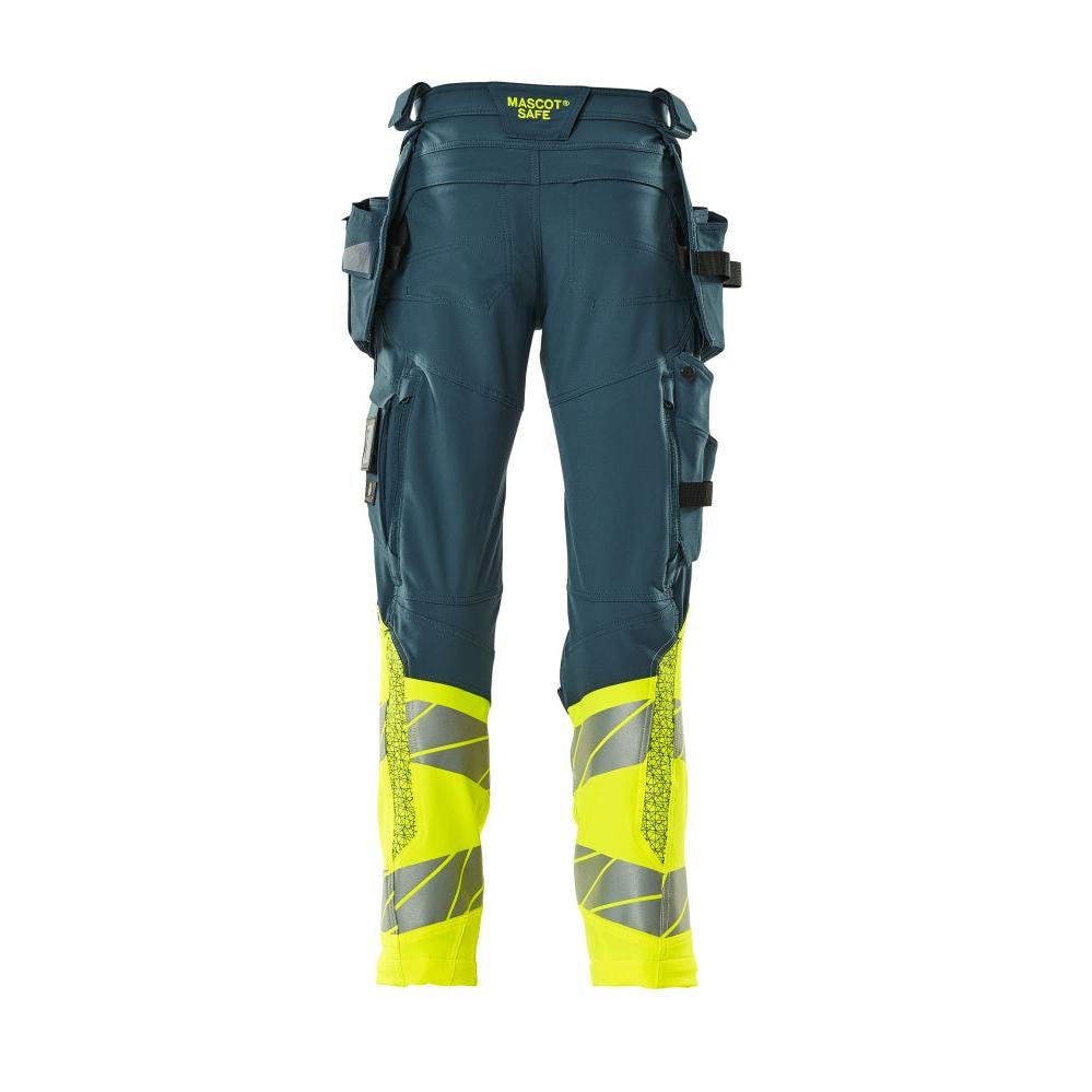 Hose mit Hängetaschen, ULTIMATE STRETCH Hose, dunkelpetroleum/hi-vis gelb