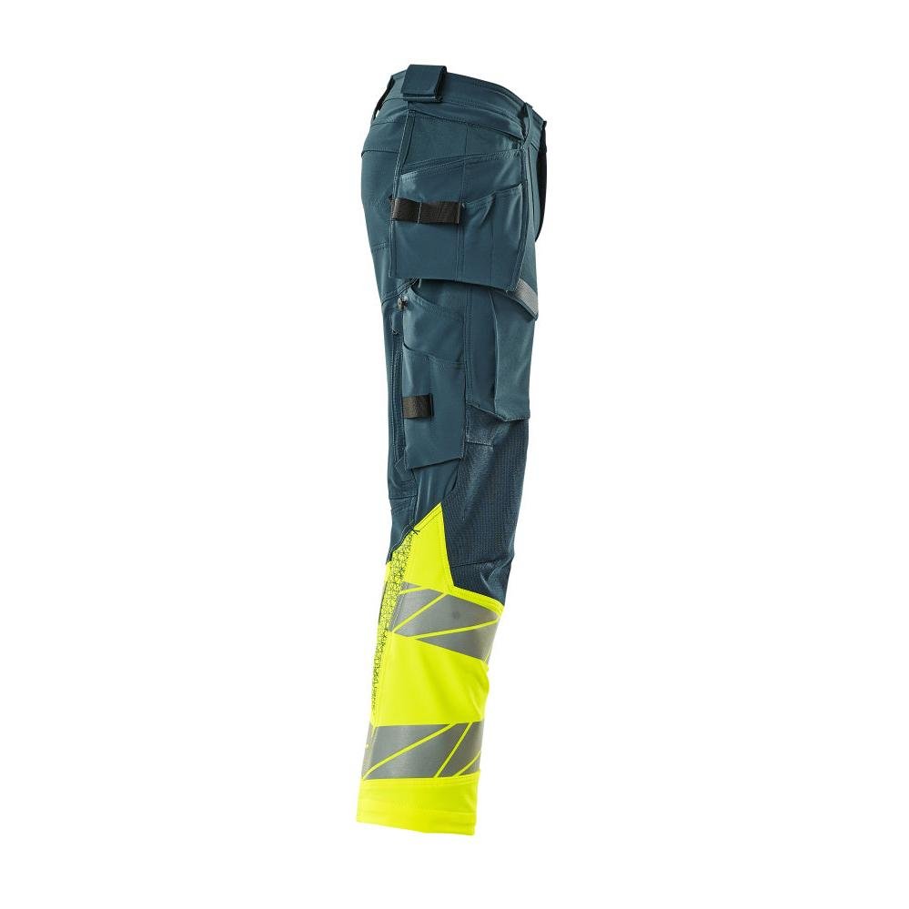 Hose mit Hängetaschen, ULTIMATE STRETCH Hose, dunkelpetroleum/hi-vis gelb