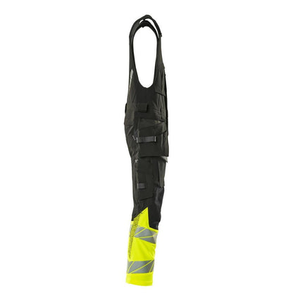 Pantalon combiné, poches suspendues, pantalon combiné ULTIMATE STRETCH, noir/jaune haute visibilité
