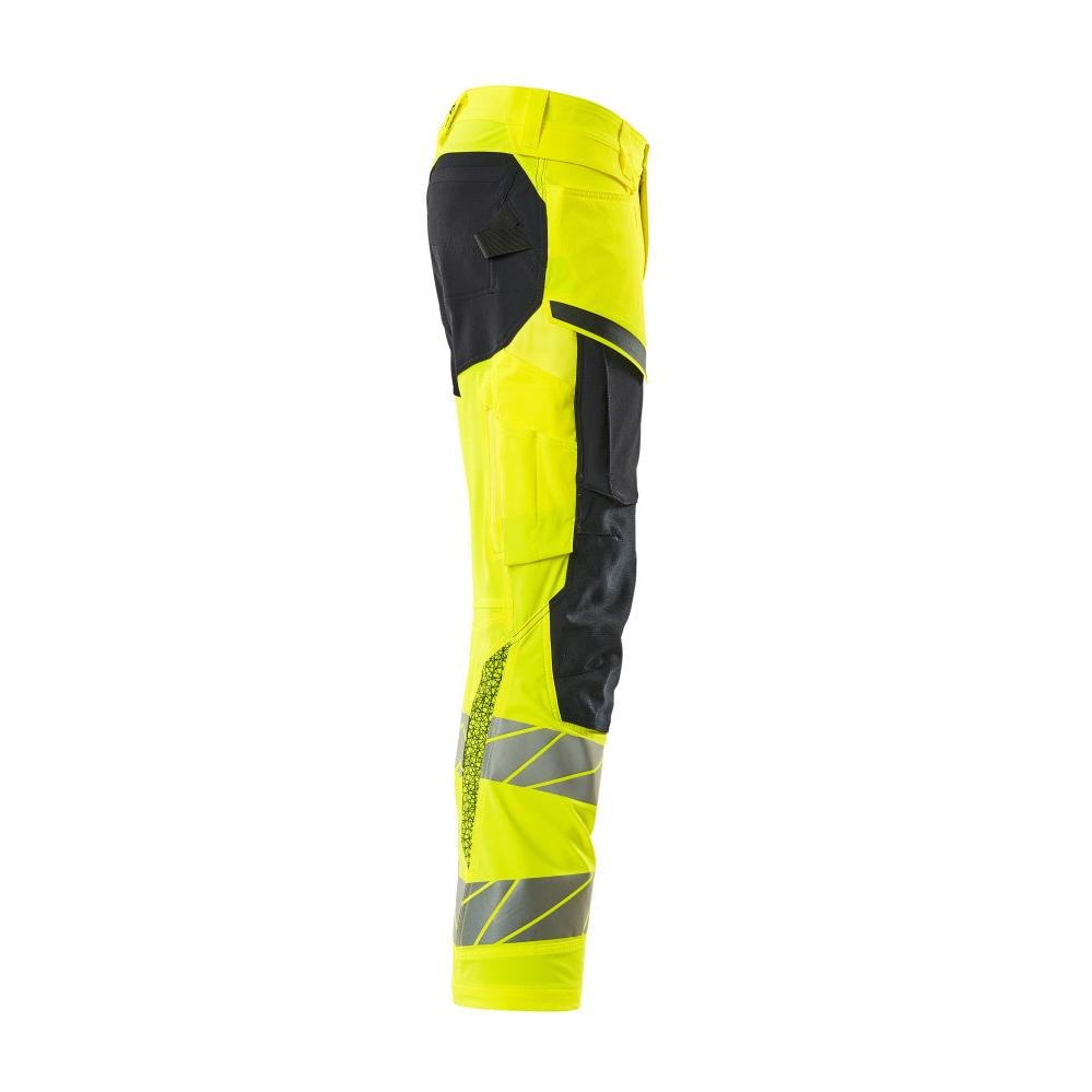 Pantalon avec poches genoux, pantalon ULTIMATE STRETCH, jaune haute visibilité/noir-bleu