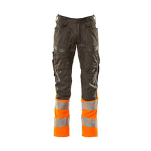 Hose mit Knietaschen, Stretch-Einsätze Hose, dunkelanthrazit/hi-vis orange