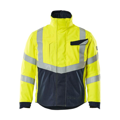 Veste d'hiver avec doublure matelassée Veste pilote Multisafe, jaune haute visibilité/noir-bleu