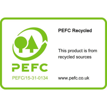 Les Notes de Recyclage Post-it® de 3M Deutschland GmbH (76 x 127 mm, 100 feuilles/bloc, 100% PEFC) sont marquées d'un label PEFC Recyclé avec un logo d'arbre vert, PEFC/15-31-0134, "Ce produit provient de sources recyclées" et www.pefc.co.uk.