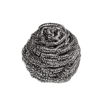La spirale en acier inoxydable Scotch-Brite® de 3M Deutschland GmbH (3 pièces par paquet) en acier inoxydable argenté avec une structure torsadée est idéale pour le nettoyage de la cuisine et élimine les salissures tenaces. Représentée sur fond blanc.