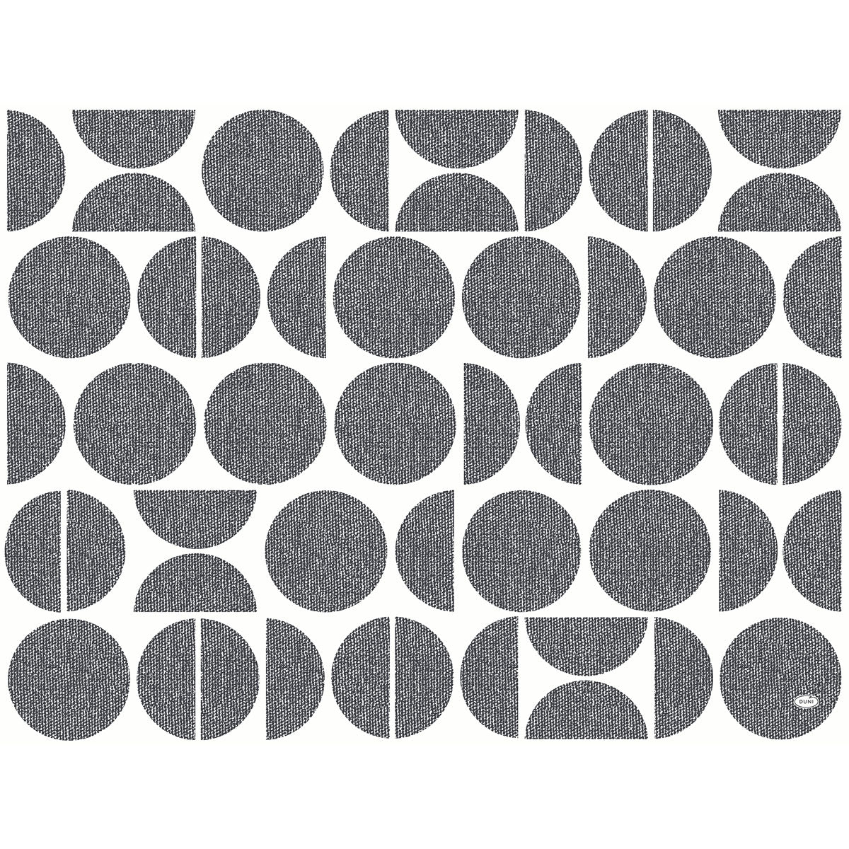 Ein Raster aus schwarzen und weißen strukturierten Kreisen und Halbkreisen auf Weiß - ideal für Duni GmbH Dunicel Sets 30x40 cm, 100 Stück - Formen für kreative Anlässe | Packung (100 Stück).