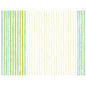 Un fond blanc avec des lignes ondulées verticales montre à gauche des bandes Elise bleu et vert vif, des lignes jaune-vert fines continues et en bas à droite un petit logo blanc - idéal comme sets de table en papier Elise Stripes 30x40 cm de Duni GmbH pour une décoration de table élégante (250 pièces).