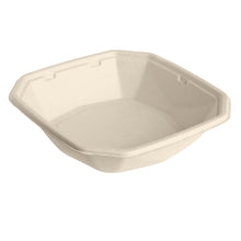 Die Octabagasse Schale 650 ml von Duni GmbH aus brauner Bagasse (183x183x42 mm, unbeschichtet) dient als nachhaltiges Einweggeschirr und steht leer vor weißem Hintergrund. Verpackungseinheit: 50 Stück.