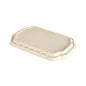 Le couvercle en fibre naturelle enduit de bagasse 256x165x19 de Duni GmbH (paquet de 225 pièces) est un couvercle en fibre beige, rectangulaire et vertical - une alternative durable pour les contenants à emporter.