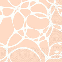 Modernes abstraktes Pfirsich-Weiß-Muster mit gepunkteten und gestrichelten Akzenten schafft einen stilvollen Look - ideal für hochwertige Papierservietten, wie die Duni GmbH Servietten 33 cm 3lagig 1/4-Falz Ocean Pink Papierservietten (Packung, 50 Stück).