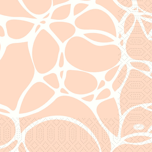 Modernes abstraktes Pfirsich-Weiß-Muster mit gepunkteten und gestrichelten Akzenten schafft einen stilvollen Look - ideal für hochwertige Papierservietten, wie die Duni GmbH Servietten 33 cm 3lagig 1/4-Falz Ocean Pink Papierservietten (Packung, 50 Stück).