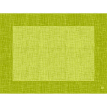 Ein digitales Bild eines rechteckigen, strukturierten Tischsets - Bio-Dunicel-Sets 30x40 Linnea kiwi von Duni GmbH - zeichnet sich durch einen hellgrünen Mittelpunkt mit dunkelgrünem Rand aus. Perfekt für Gastronomiebetriebe, passt es gut zu umweltfreundlichen Einweg-Servietten.