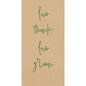 Die Duni GmbH Zell.-Serv.40x40 3lg 1/8 Love green natural Papierservietten (250 Stück) haben einen braunen strukturierten Hintergrund mit "live think love green" in grüner Schreibschrift - eine ideale Inspiration für umweltfreundliche Servietten.
