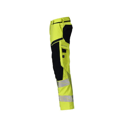 Pantalon femme DIAMOND, poches genoux, pantalon stretch Multisafe, haute visibilité jaune/noir-bleu