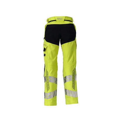 Pantalon femme DIAMOND, poches genoux, pantalon stretch Multisafe, haute visibilité jaune/noir-bleu