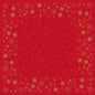 Roter Hintergrund mit goldener Schneeflocken- und Sternenbordüre, die die Mitte offen lässt - ideal für die Präsentation der Bio-Dunicel Mitteldecke 84x84 cm in rot von Duni GmbH bei Stargazing Events oder als nachhaltige Festtagsdekoration.
