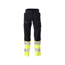 Hose, Damen,DIAMOND, Knietaschen,Stretch Hose Multisafe, schwarzblau/hi-vis gelb