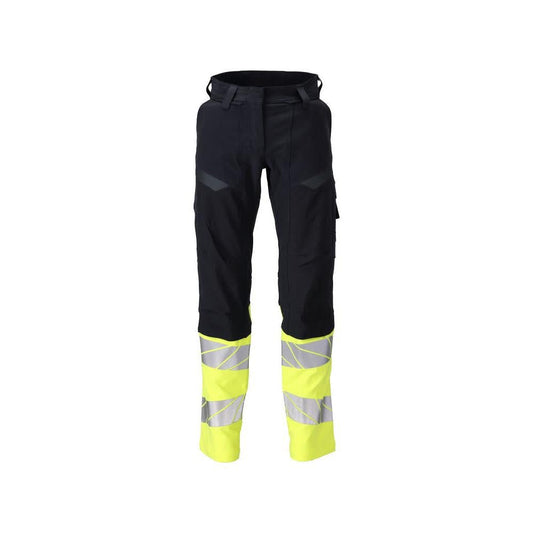 Hose, Damen,DIAMOND, Knietaschen,Stretch Hose Multisafe, schwarzblau/hi-vis gelb