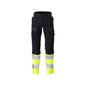Hose, Damen,DIAMOND, Knietaschen,Stretch Hose Multisafe, schwarzblau/hi-vis gelb