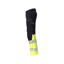 Hose, Damen,DIAMOND, Knietaschen,Stretch Hose Multisafe, schwarzblau/hi-vis gelb