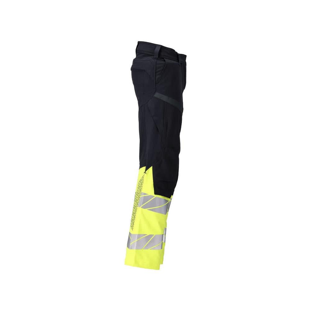 Hose, Damen,DIAMOND, Knietaschen,Stretch Hose Multisafe, schwarzblau/hi-vis gelb