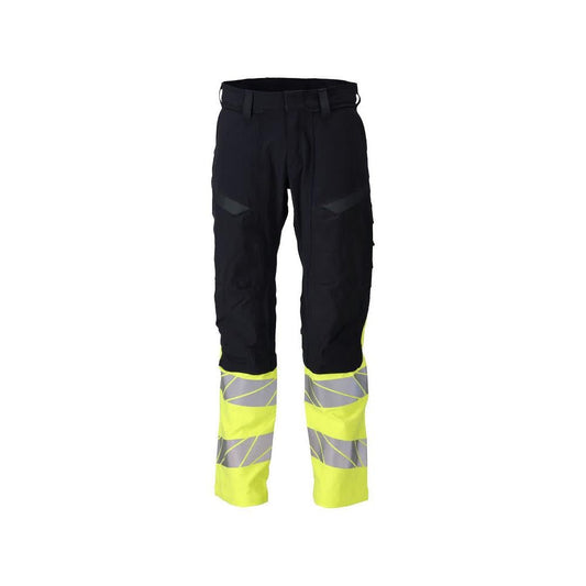 Pantalon, poches genoux, pantalon ULTIMATE STRETCH Multisafe, noir bleu/jaune haute visibilité