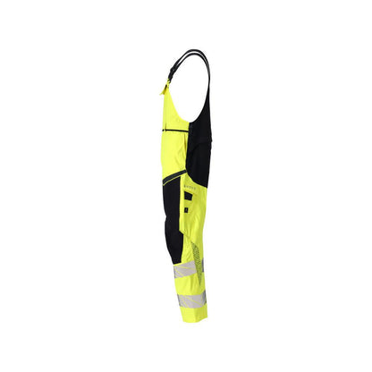 Latzhose, Knietaschen, Stretch-Einsätze Latzhose Multisafe, hi-vis gelb/schwarzblau