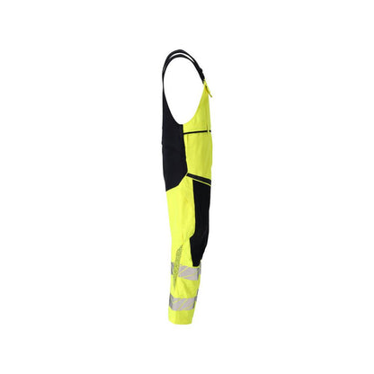 Latzhose, Knietaschen, Stretch-Einsätze Latzhose Multisafe, hi-vis gelb/schwarzblau