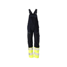Latzhose, Knietaschen, Stretch-Einsätze Latzhose Multisafe, schwarzblau/hi-vis gelb