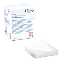 MaiMed-VK-Stoma-unsteril 10x10cm 4-fach, 40g Vlieskompressen zu 100 St./Papiertüte | Packung (100 Stück)