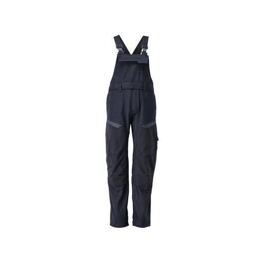 Latzhose, Knietaschen, Stretch-Einsätze Latzhose Multisafe, schwarzblau/hi-vis gelb