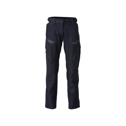 Hose mit Knietaschen, Damen Hose Multisafe, schwarzblau/hi-vis gelb