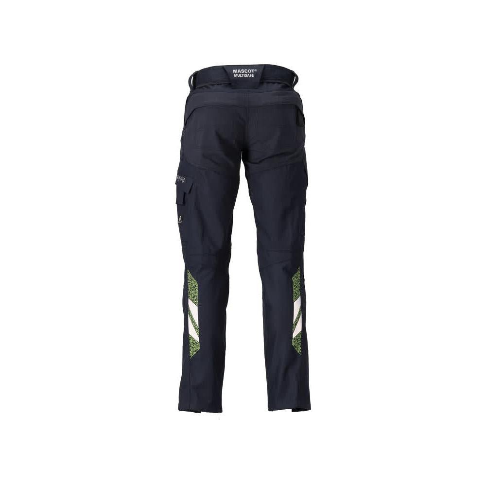 Hose mit Knietaschen, Damen Hose Multisafe, schwarzblau/hi-vis gelb