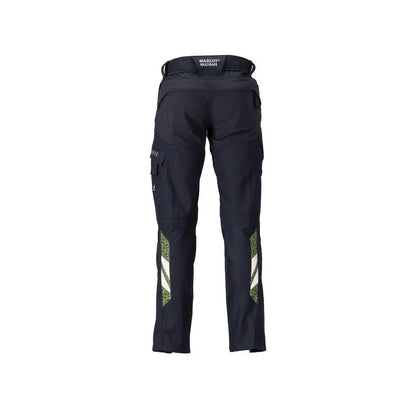 Hose mit Knietaschen, Damen Hose Multisafe, schwarzblau/hi-vis gelb